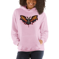 Vampire Bat Skeleton design on unisex hoodie, front view