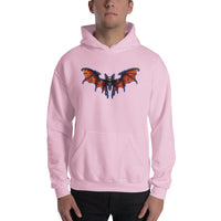Whimsical Vampire Bat Skeleton design on unisex hoodie, front view