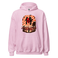 Samurai Warrior Honor the Sword design on unisex hoodie, front view