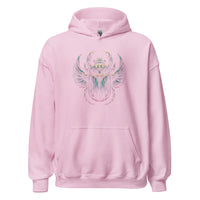 Ancient Egyptian Scarab Beetle design on unisex hoodie, front view