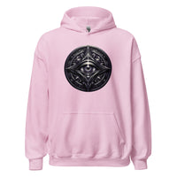Illuminati All-Seeing Eye design on unisex hoodie, front view