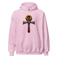 Key of Life Ankh design on unisex hoodie, front view