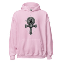 Ankh Egyptian Symbol design on unisex hoodie, front view