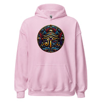 Eye of Ra Egyptian Symbol design on unisex hoodie, front view