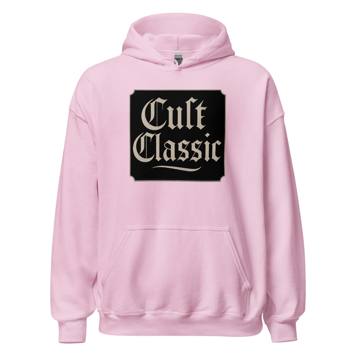 Cult Classic design on unisex hoodie, front view