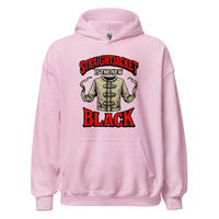 Straightjacket Is the New Black design on unisex hoodie, front view