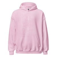 Bat Skeleton Blueprint design on unisex hoodie, front view
