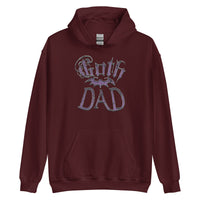 Purple Goth Dad Bat design on unisex hoodie, front view