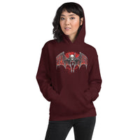 Blood Moon Vampire Bat design on unisex hoodie, front view