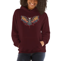 Vampire Bat Skeleton design on unisex hoodie, front view