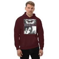 Anime Eyes Japanese Manga design on unisex hoodie, front view