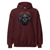 Mechanical Scarab Beetle design on unisex hoodie, front view