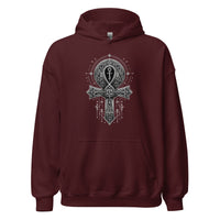 Ankh Egyptian Symbol design on unisex hoodie, front view