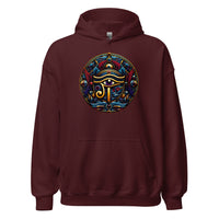 Eye of Ra Egyptian Symbol design on unisex hoodie, front view