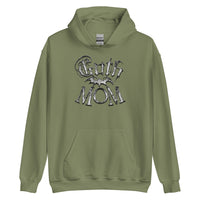 White Goth Mom Bat design on unisex hoodie, front view