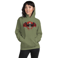 Blood Moon Vampire Bat design on unisex hoodie, front view