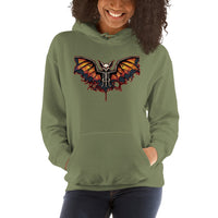 Vampire Bat Skeleton design on unisex hoodie, front view