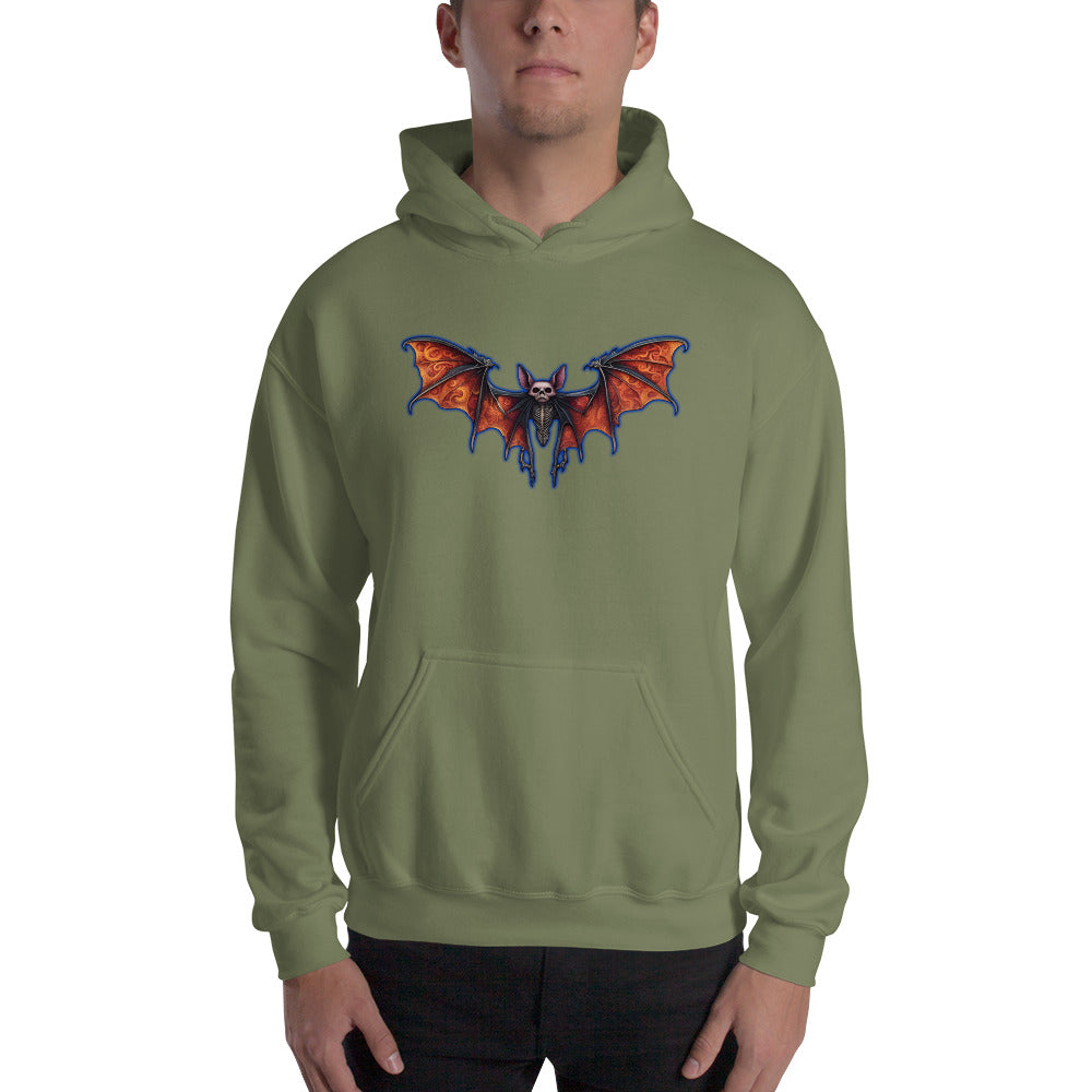 Vampire Bat Skeleton w/ Whimsical Goth Wings Pullover Hoodie Sweatshirt