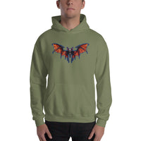 Whimsical Vampire Bat Skeleton design on unisex hoodie, front view