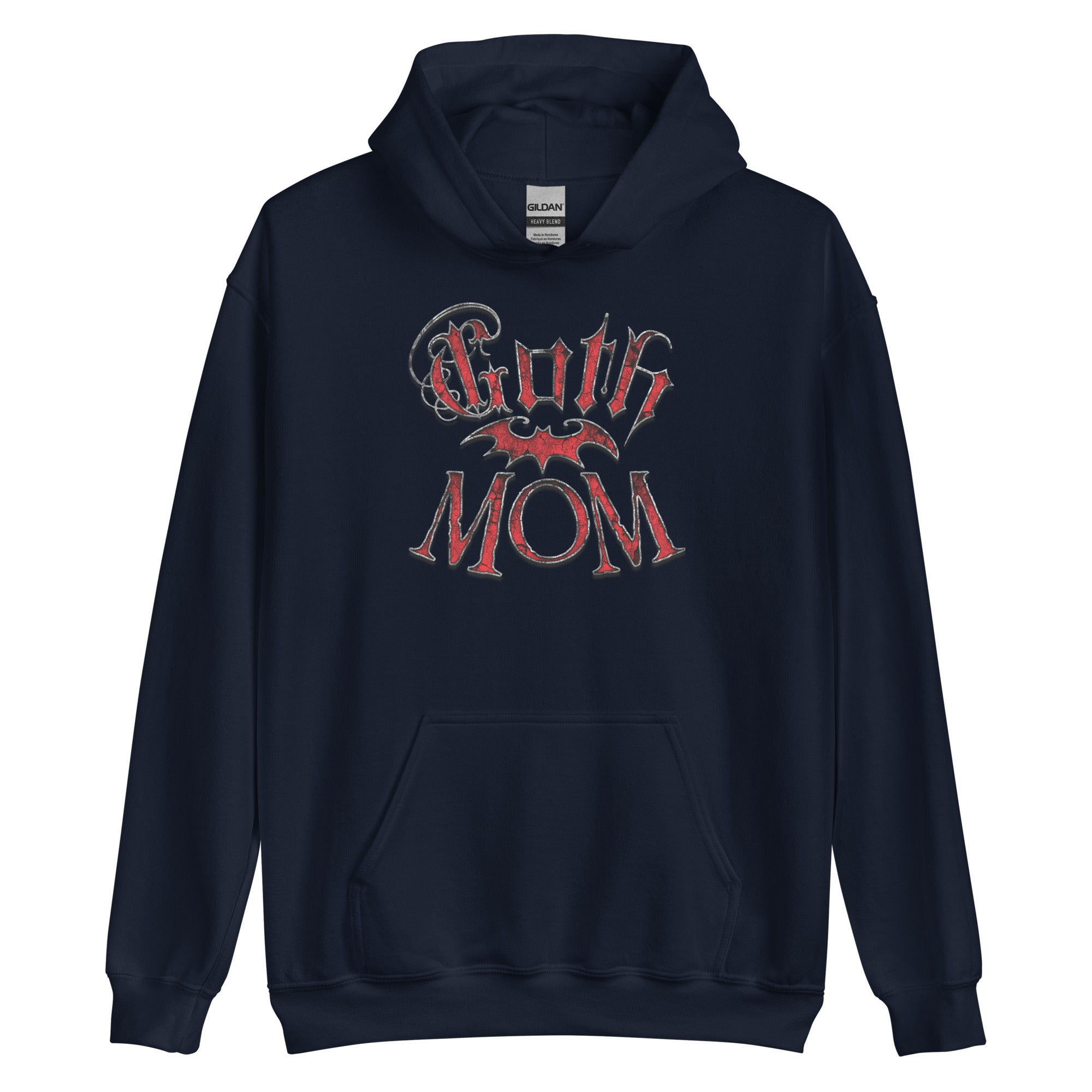 Red Goth Mom with Bat Mother's Day Unisex Hoodie Sweatshirt