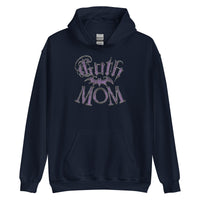Purple Goth Mom Bat design on unisex hoodie, front view
