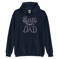 Purple Goth Dad Bat design on unisex hoodie, front view