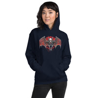 Blood Moon Vampire Bat design on unisex hoodie, front view