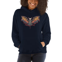 Vampire Bat Skeleton design on unisex hoodie, front view