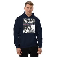 Anime Eyes Japanese Manga design on unisex hoodie, front view