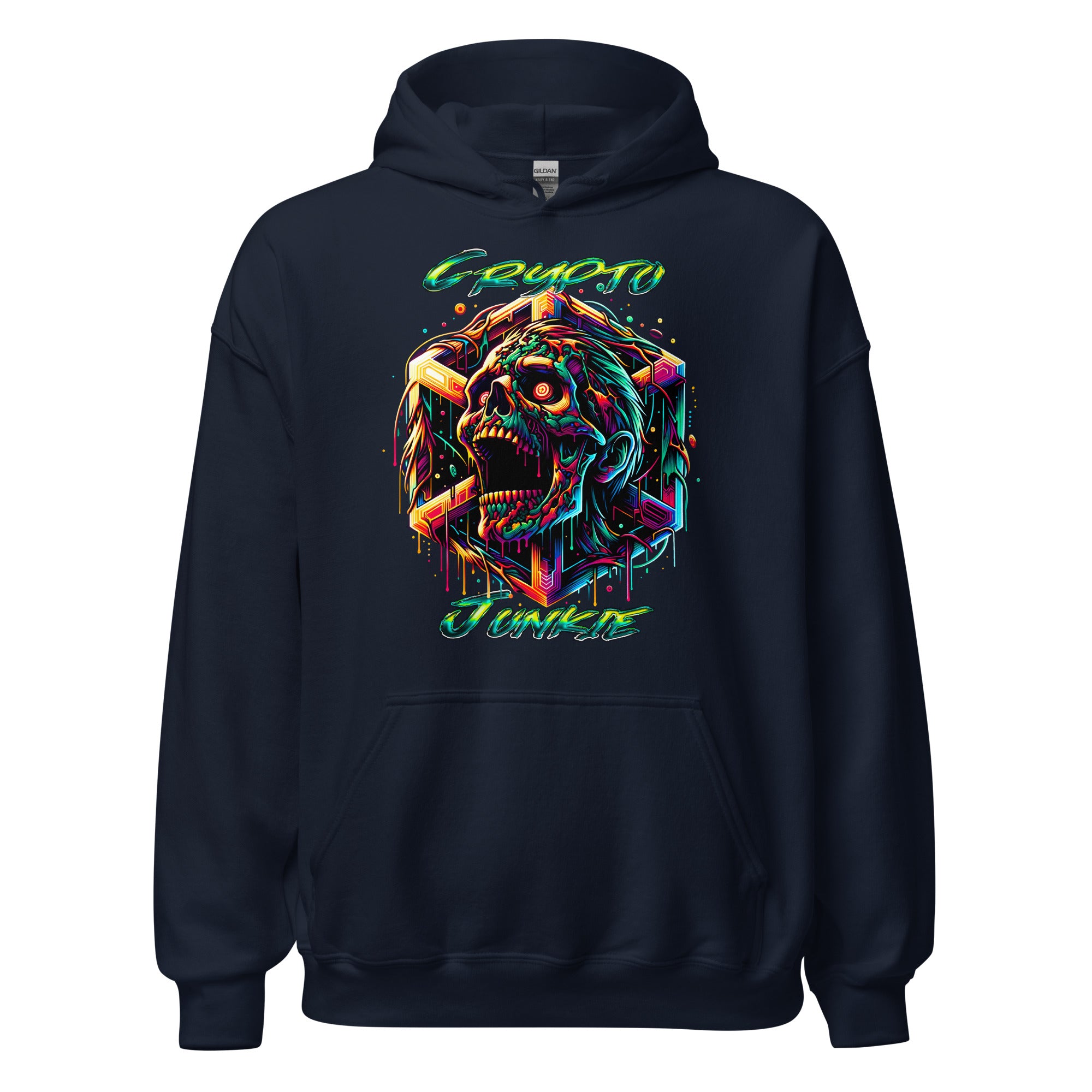 Screaming Zombie Skull Crypto Junkie Altcoins Season Pullover Hoodie Sweatshirt