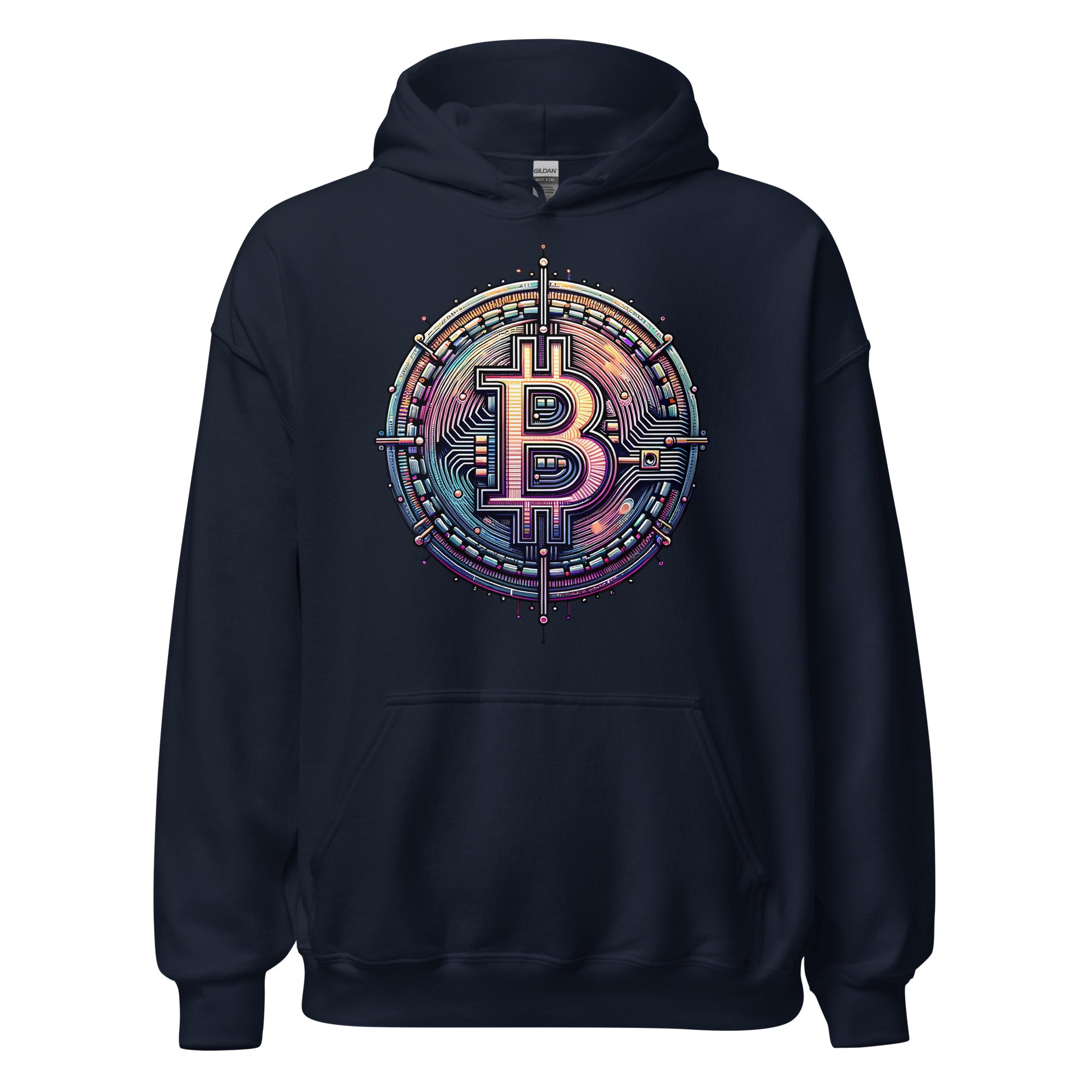 Futuristic Wired Bitcoin BTC Digital Crypto Pullover Hoodie Sweatshirt