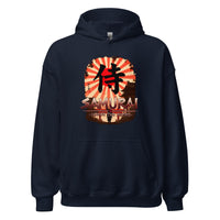 Samurai Warrior Honor the Sword design on unisex hoodie, front view