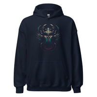 Ancient Egyptian Scarab Beetle design on unisex hoodie, front view