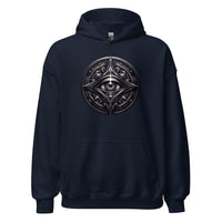 Illuminati All-Seeing Eye design on unisex hoodie, front view