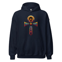 Key of Life Ankh design on unisex hoodie, front view