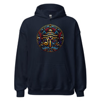 Eye of Ra Egyptian Symbol design on unisex hoodie, front view