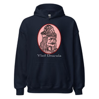 Vlad the Impaler design on unisex hoodie, front view