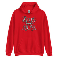White Goth Mom Bat design on unisex hoodie, front view