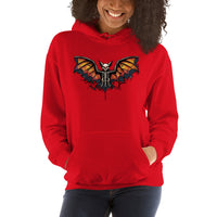 Vampire Bat Skeleton design on unisex hoodie, front view