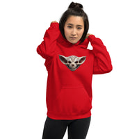 Grinning Bat Skull design on unisex hoodie, front view