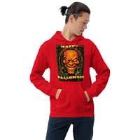 Vintage Evil Pumpkin design on unisex hoodie, front view