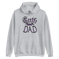 Purple Goth Dad Bat design on unisex hoodie, front view