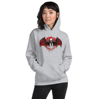 Blood Moon Vampire Bat design on unisex hoodie, front view