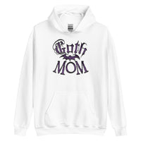 Purple Goth Mom Bat design on unisex hoodie, front view