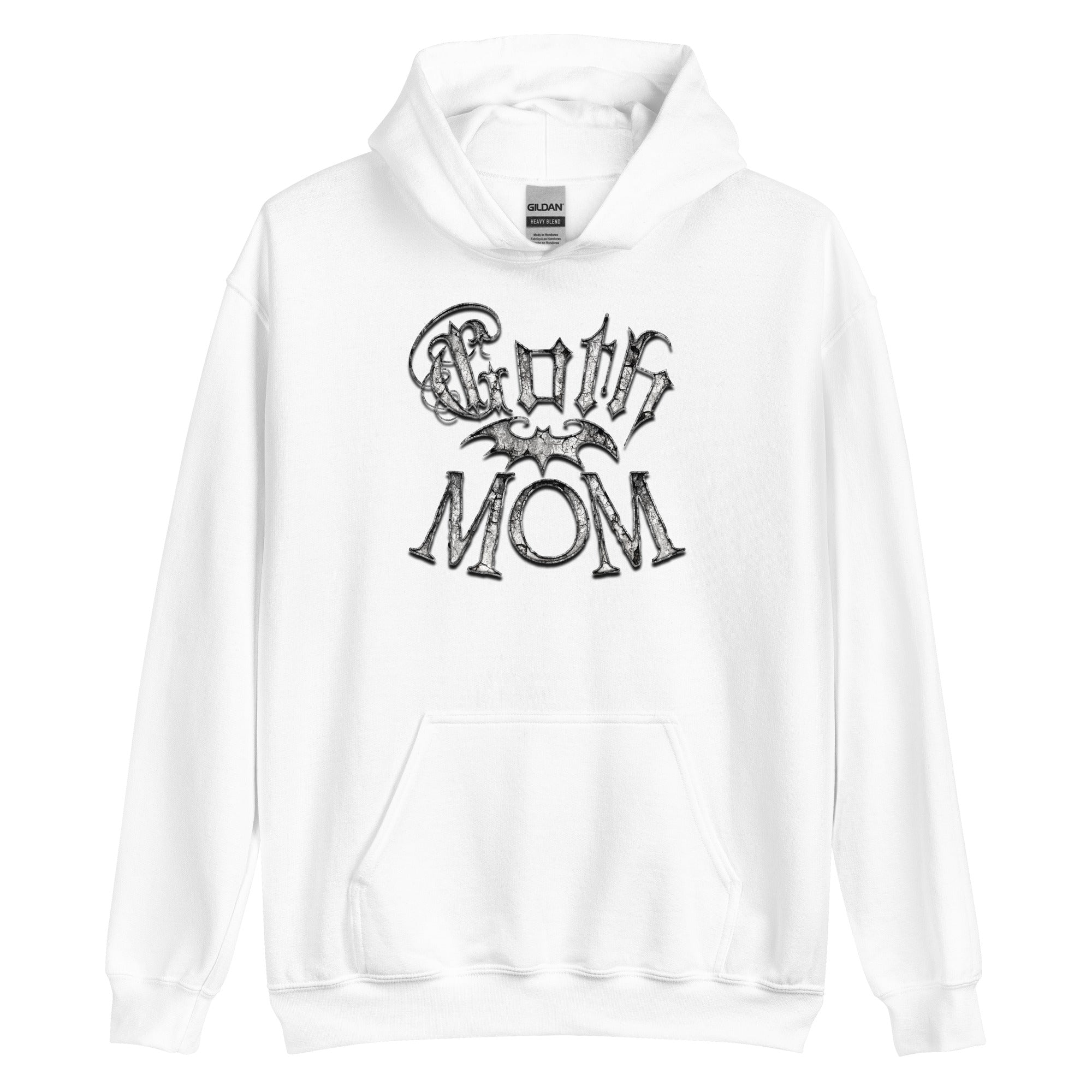 White Goth Mom with Bat Mother's Day Unisex Hoodie Sweatshirt