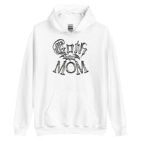 White Goth Mom Bat design on unisex hoodie, front view