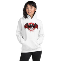 Blood Moon Vampire Bat design on unisex hoodie, front view