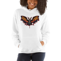 Vampire Bat Skeleton design on unisex hoodie, front view