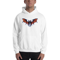 Whimsical Vampire Bat Skeleton design on unisex hoodie, front view