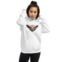Grinning Bat Skull design on unisex hoodie, front view